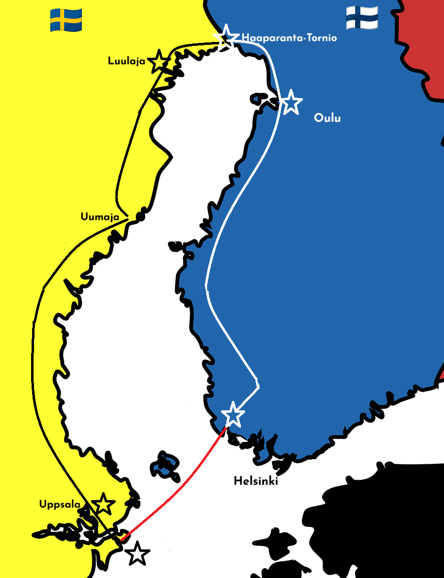 Suomalaisten matka reitti 0809 2